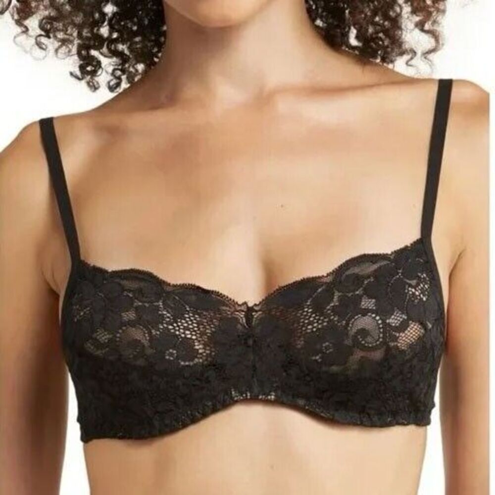 NWT $88 C 30-38 HAH Hook Up Demi Bra Lace Demi Underwire Noir 32C 34C 36C 38C
